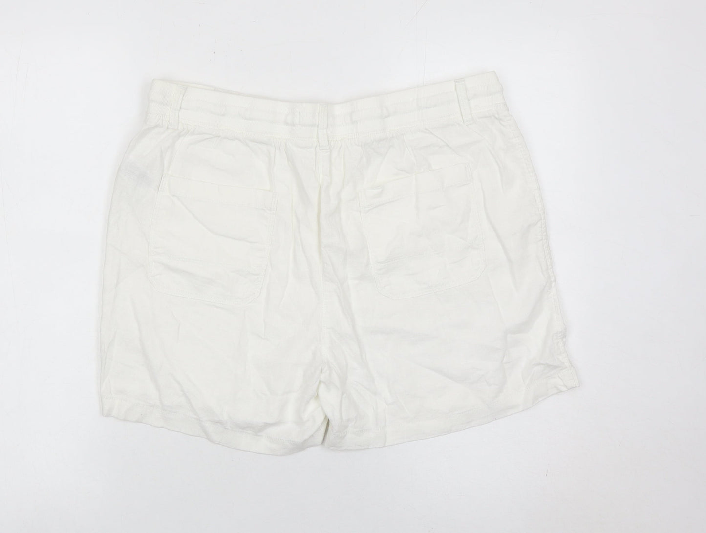 Marks and Spencer Women’s White Linen Blend Utility Shorts Size 14