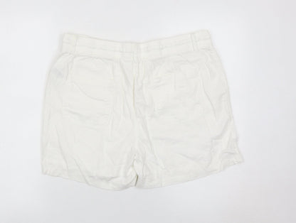 Marks and Spencer Women’s White Linen Blend Utility Shorts Size 14