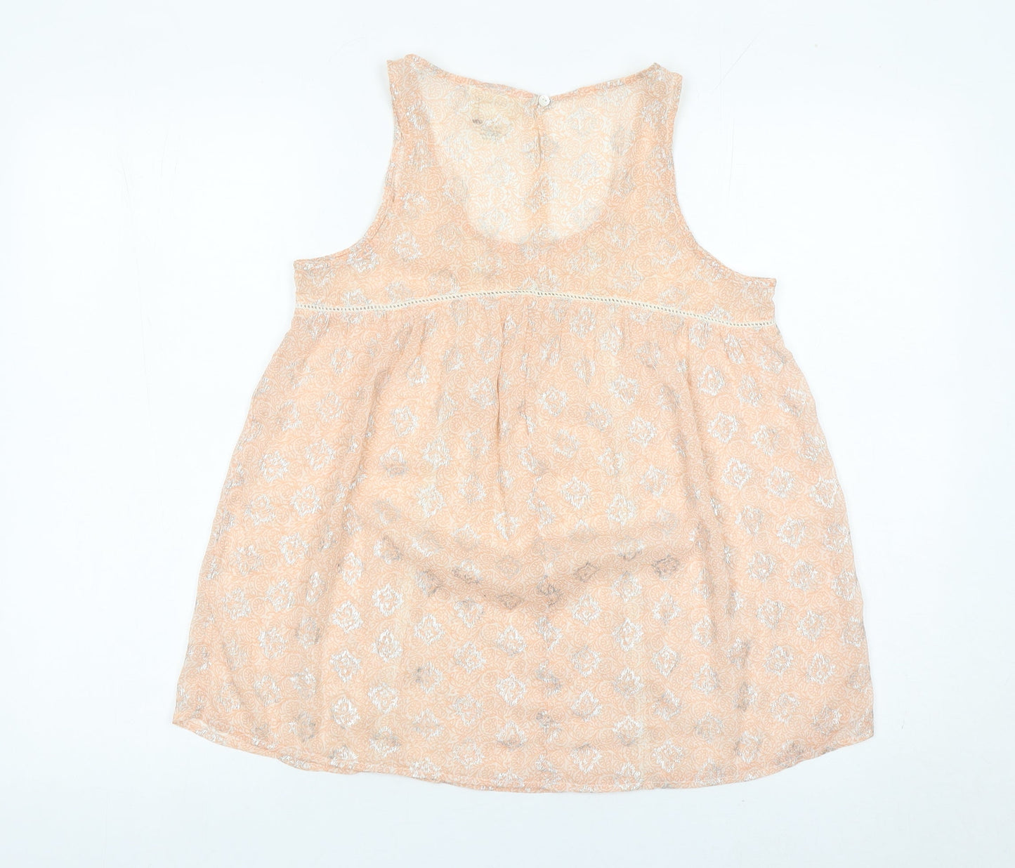 Softgrey Women Peach Floral Crochet Tank Top Size 8 Summer Casual