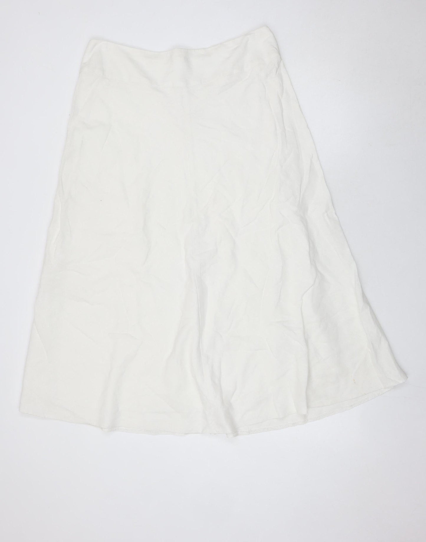 Marks and Spencer Women’s White A-Line Midi Skirt Size 14 Linen Blend