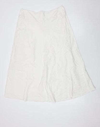 Marks and Spencer Women’s White A-Line Midi Skirt Size 14 Linen Blend