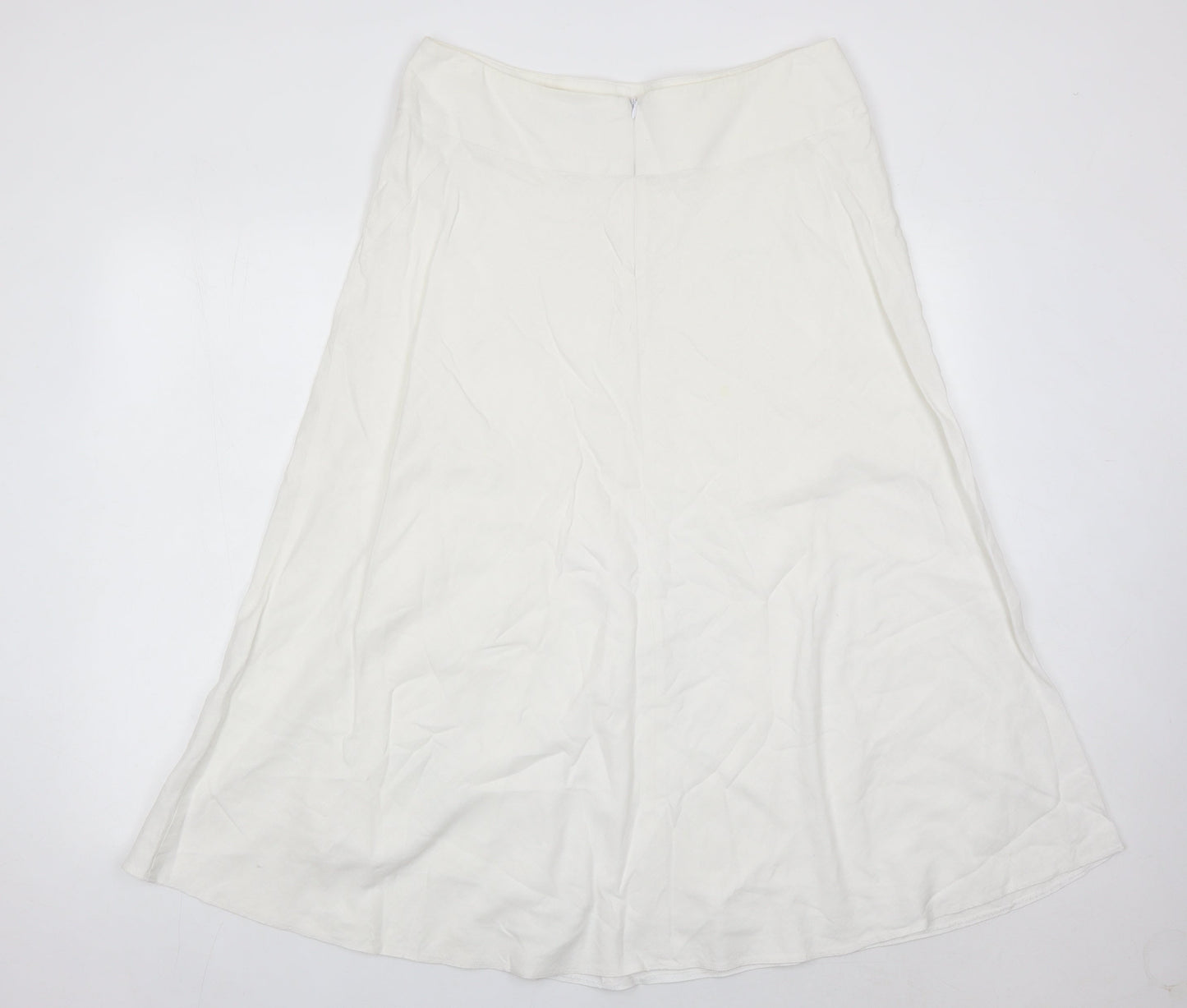 Marks and Spencer Women’s White A-Line Midi Skirt Size 14 Linen Blend