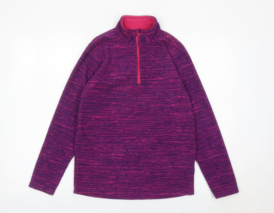 Decathlon Girls Purple Fleece Sweatshirt 14 Years 1/2 Zip Pullover