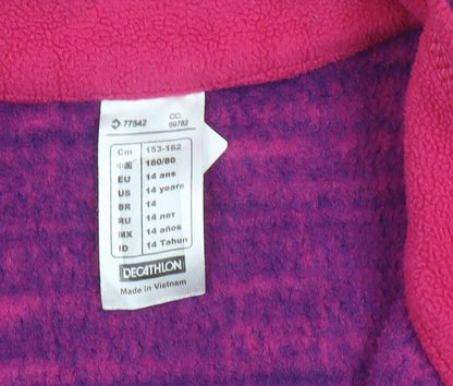 Decathlon Girls Purple Fleece Sweatshirt 14 Years 1/2 Zip Pullover