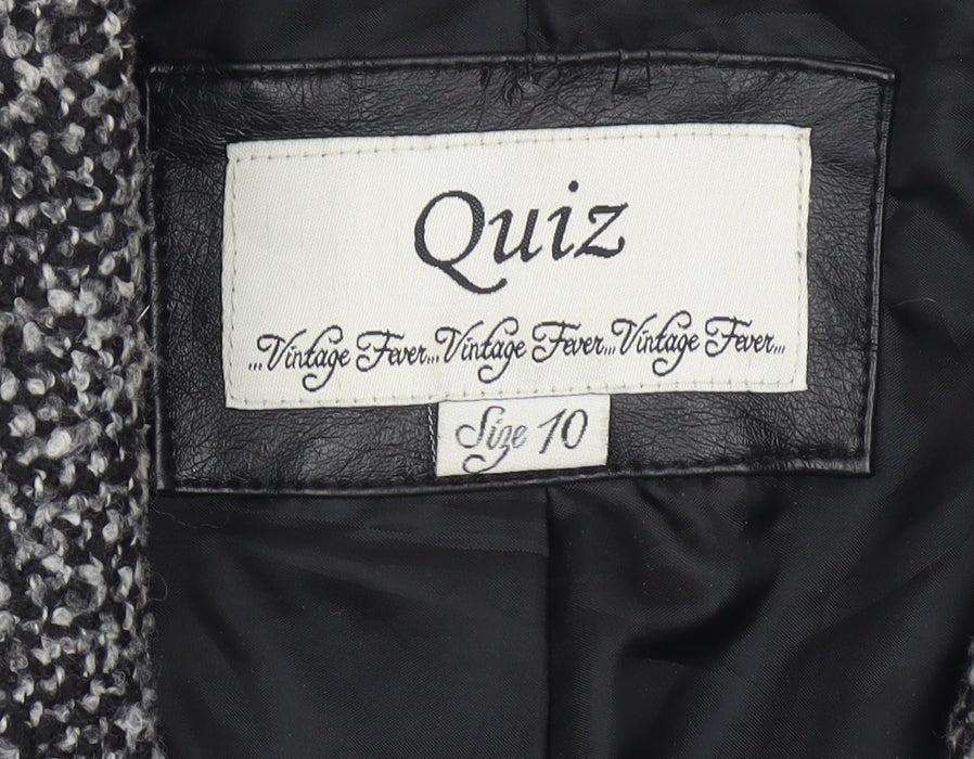 Quiz Women Grey Tweed Shawl Collar Blazer Jacket Size 10
