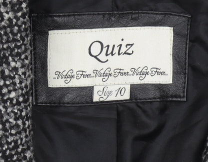 Quiz Women Grey Tweed Shawl Collar Blazer Jacket Size 10