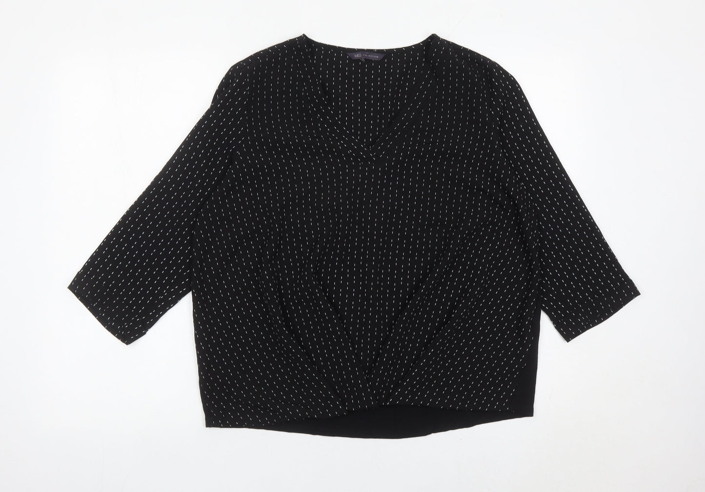 Womens UK Size 14 Marks and Spencer Black Tunic Blouse