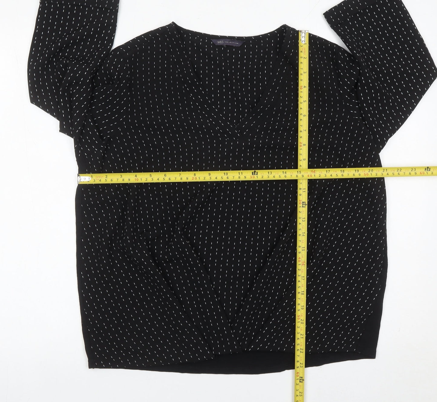 Womens UK Size 14 Marks and Spencer Black Tunic Blouse