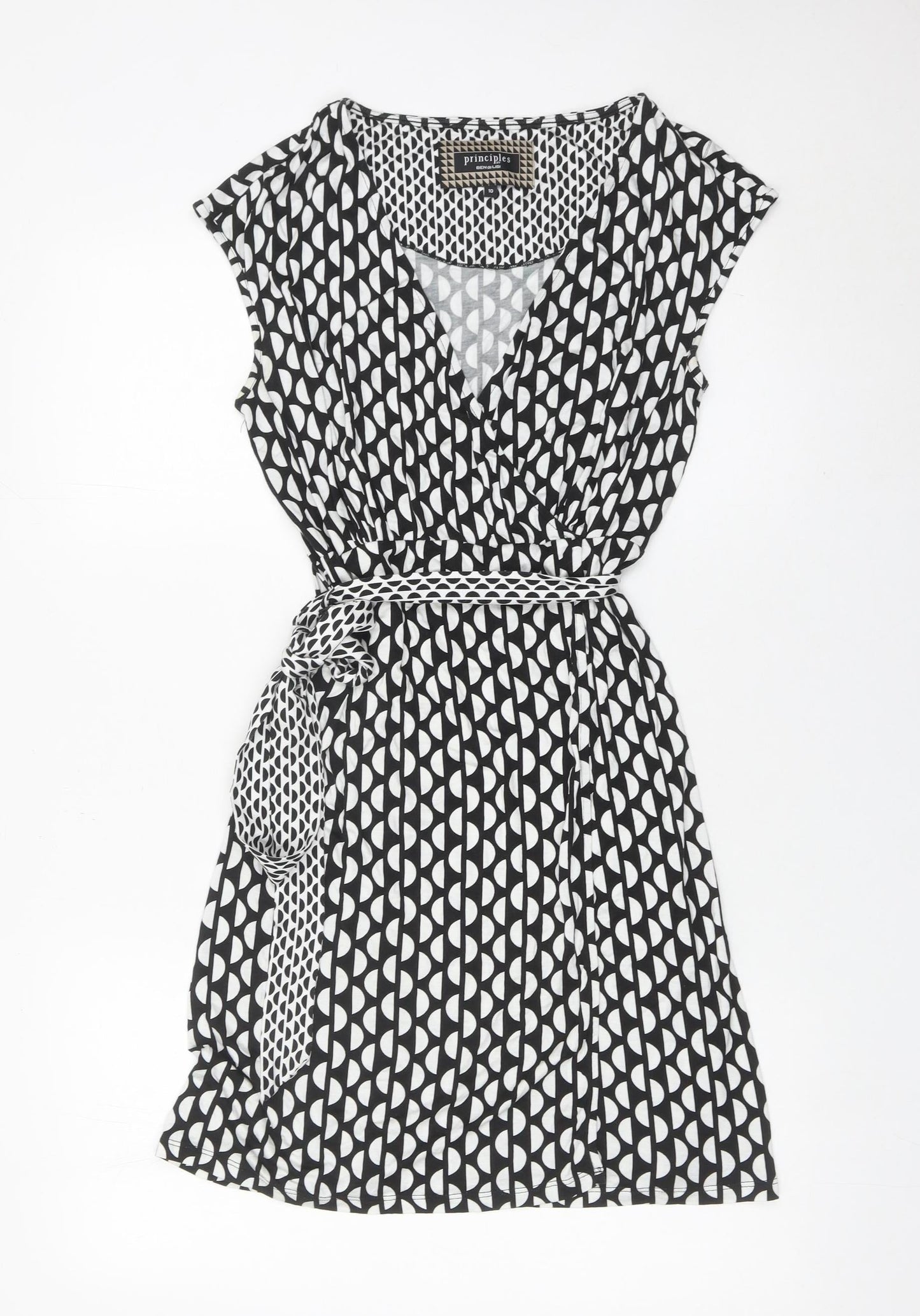 Principles by Ben de Lisi Women’s Black Geometric Wrap Dress Size 10