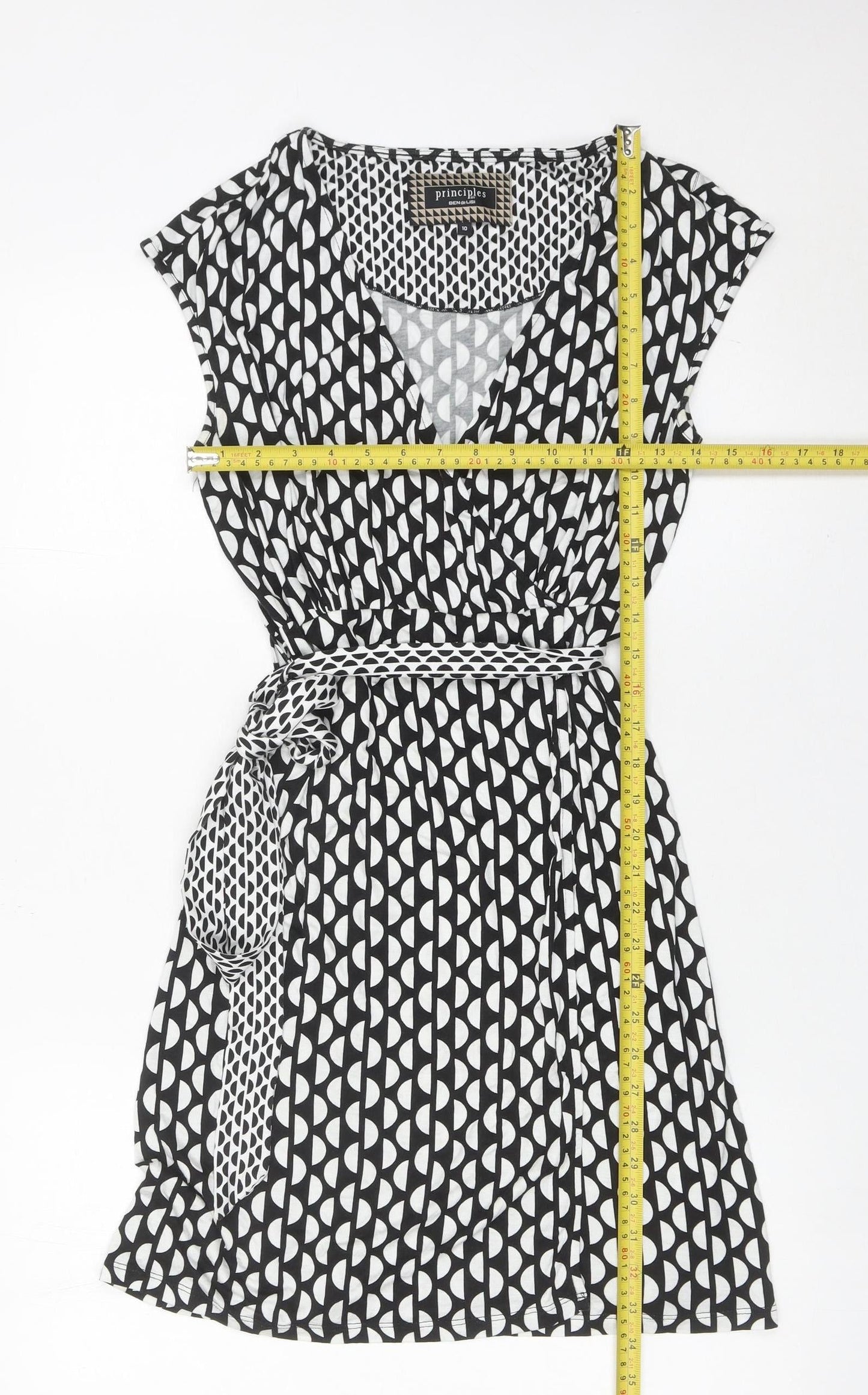 Principles by Ben de Lisi Women’s Black Geometric Wrap Dress Size 10