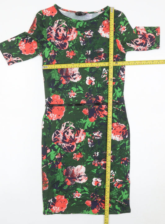 Topshop Women’s Multicoloured Floral Bodycon Dress UK 10