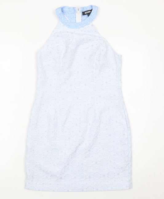 Missguided Women’s Blue Lace Halter Sheath Dress Size 10