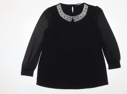 Womens UK Size 18 Blue Chameleon Black Tunic Blouse