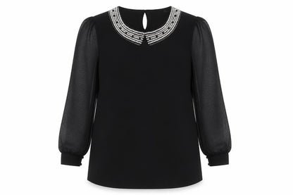 Womens UK Size 18 Blue Chameleon Black Tunic Blouse