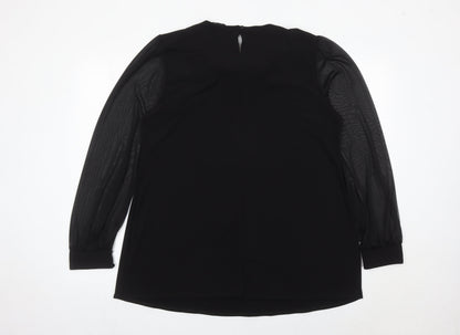 Womens UK Size 18 Blue Chameleon Black Tunic Blouse