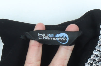 Womens UK Size 18 Blue Chameleon Black Tunic Blouse