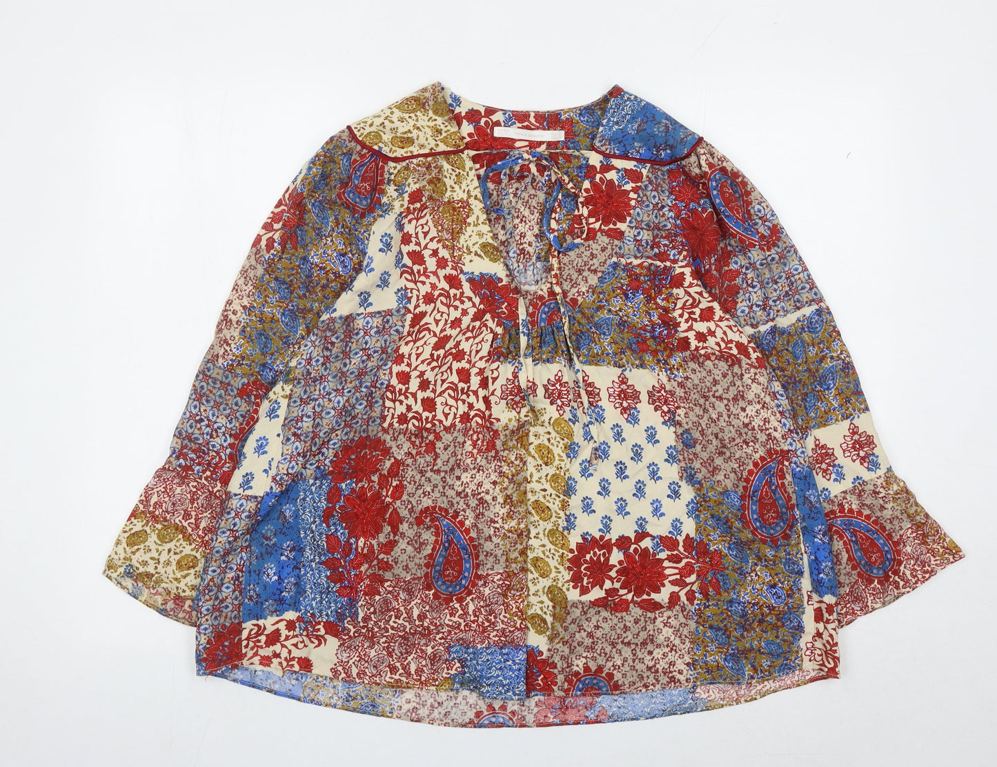 Womens UK Size 8 Zara Multicoloured Bohemian Blouse