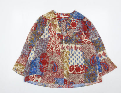 Womens UK Size 8 Zara Multicoloured Bohemian Blouse