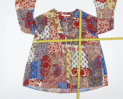 Womens UK Size 8 Zara Multicoloured Bohemian Blouse