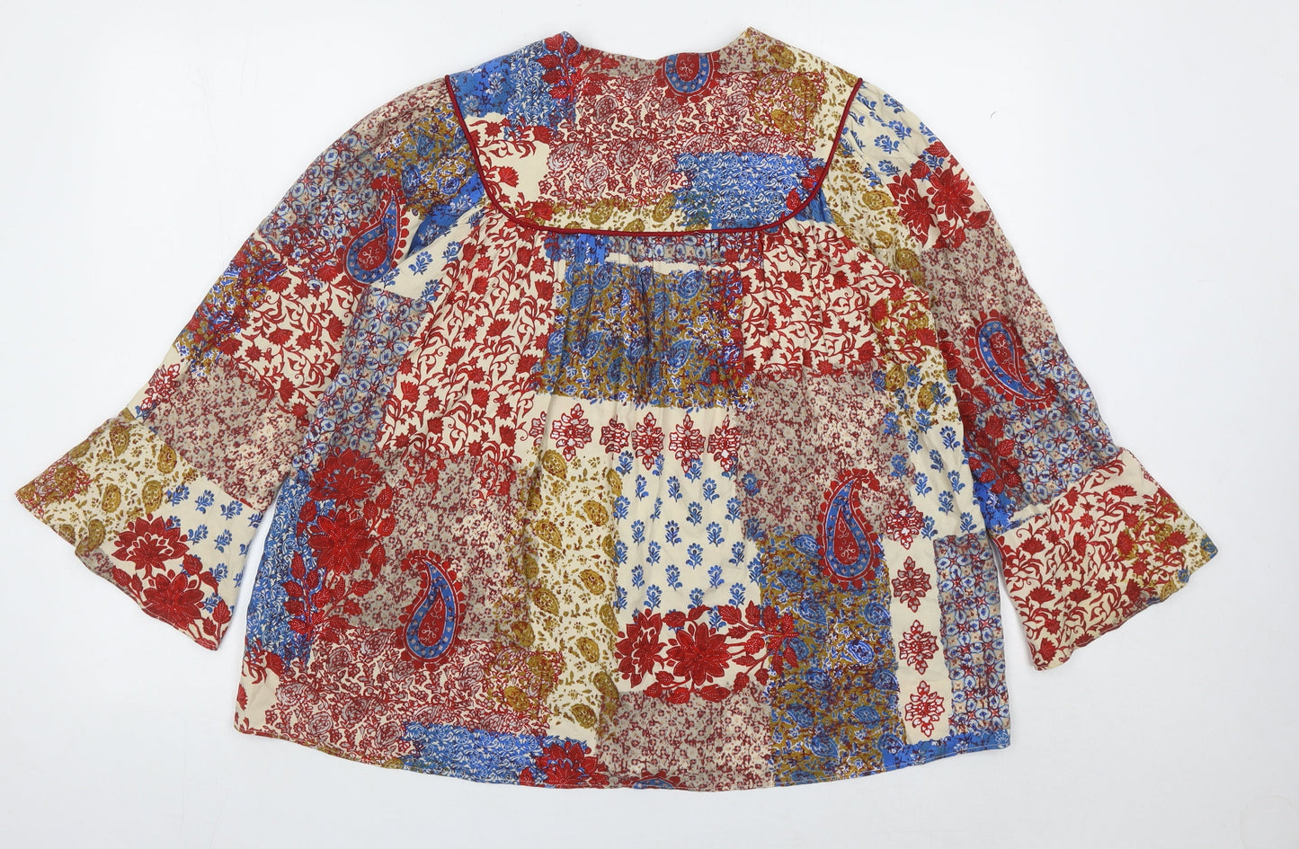 Womens UK Size 8 Zara Multicoloured Bohemian Blouse