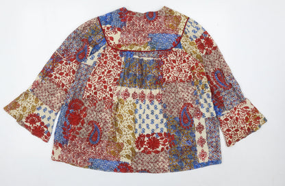 Womens UK Size 8 Zara Multicoloured Bohemian Blouse