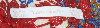 Womens UK Size 8 Zara Multicoloured Bohemian Blouse