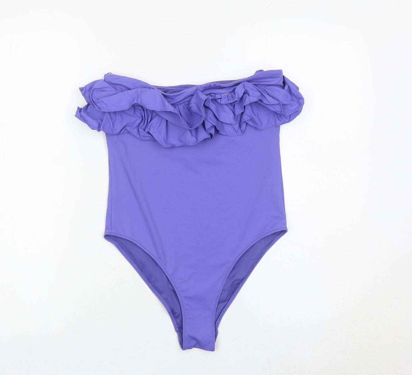 Zara Women’s Purple Strapless Ruffle One Piece Swimsuit Size S