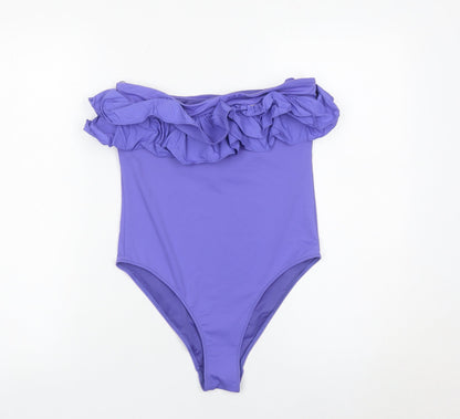 Zara Women’s Purple Strapless Ruffle One Piece Swimsuit Size S