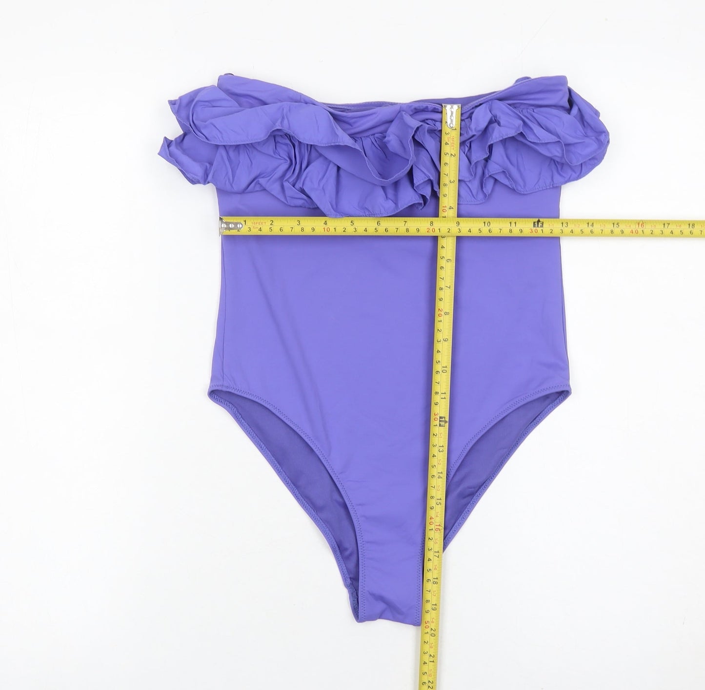 Zara Women’s Purple Strapless Ruffle One Piece Swimsuit Size S
