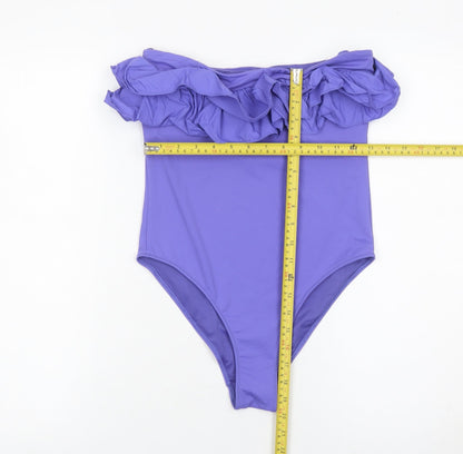 Zara Women’s Purple Strapless Ruffle One Piece Swimsuit Size S