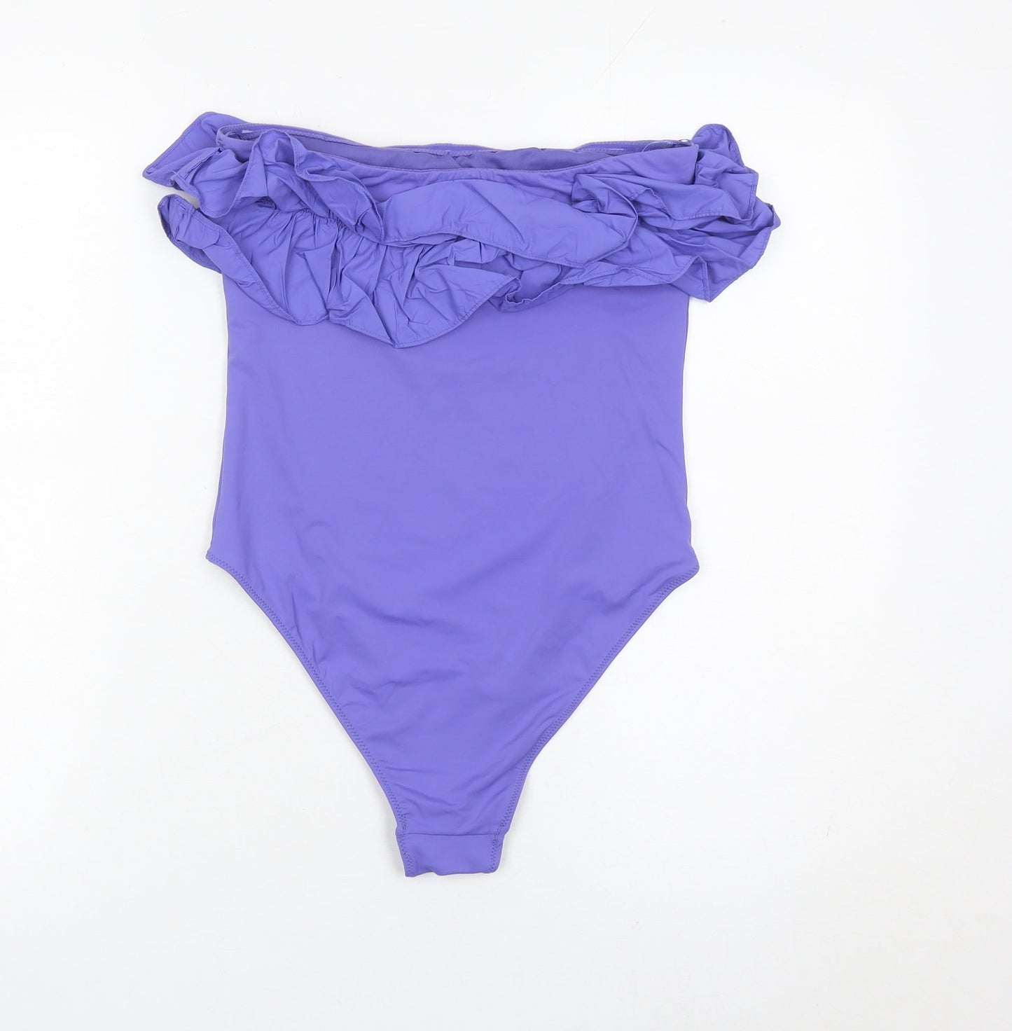 Zara Women’s Purple Strapless Ruffle One Piece Swimsuit Size S