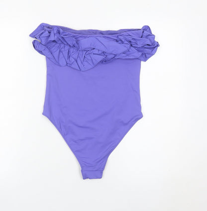 Zara Women’s Purple Strapless Ruffle One Piece Swimsuit Size S