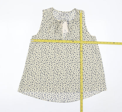 Tu Women’s Ivory Floral Sleeveless Blouse Size 8 Scoop Neck