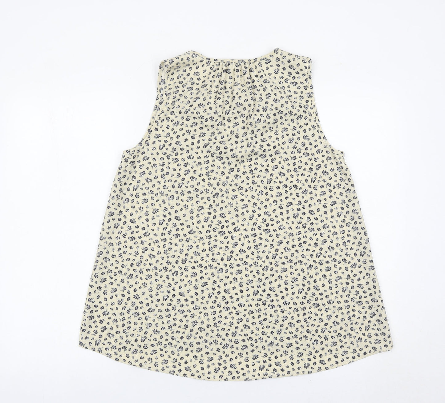 Tu Women’s Ivory Floral Sleeveless Blouse Size 8 Scoop Neck