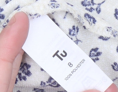 Tu Women’s Ivory Floral Sleeveless Blouse Size 8 Scoop Neck