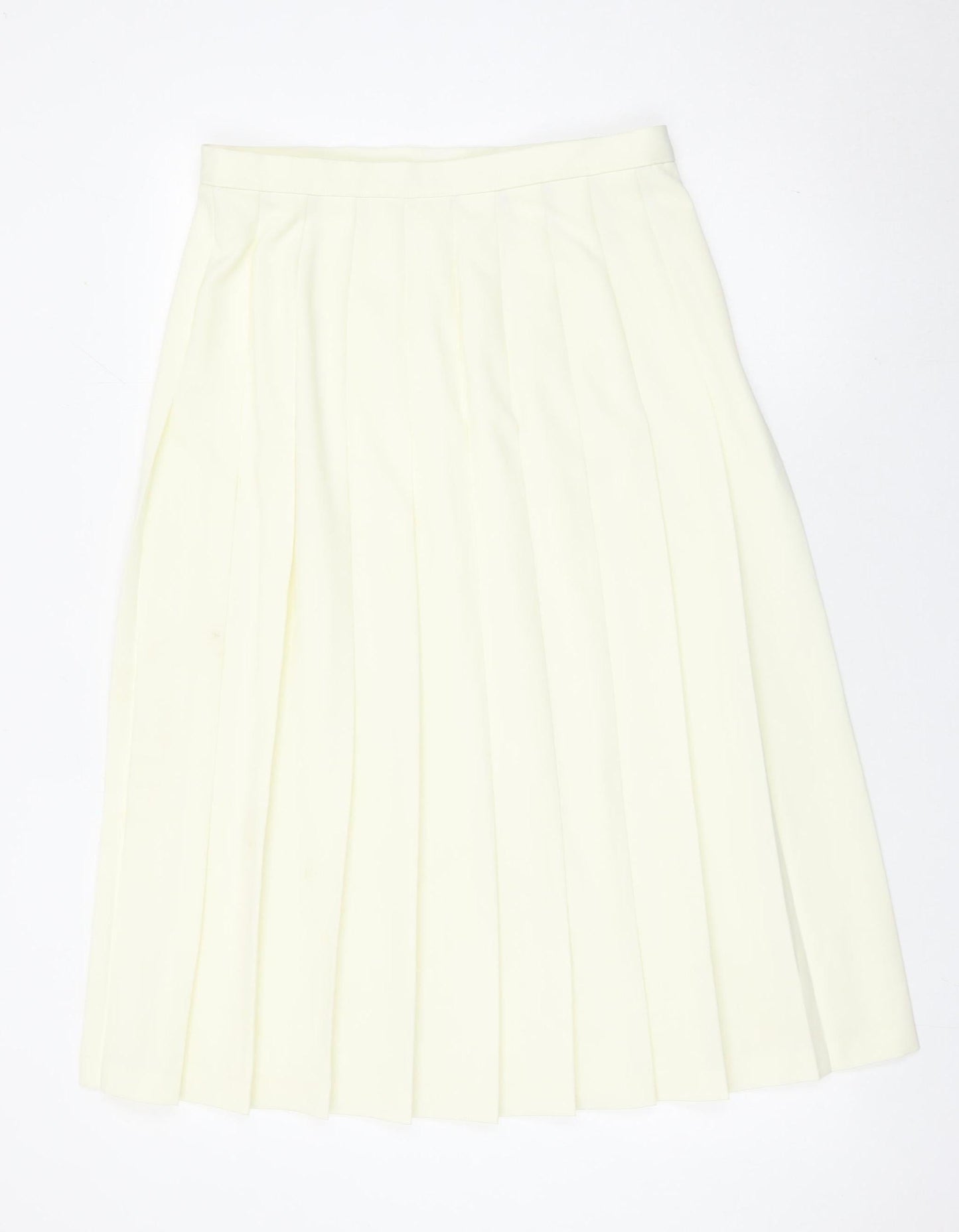 Marks and Spencer Women Ivory Pleated Knee Length Skirt Size 16