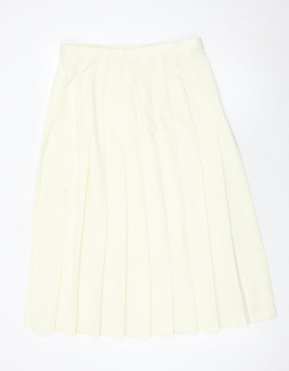 Marks and Spencer Women Ivory Pleated Knee Length Skirt Size 16