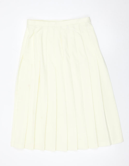 Marks and Spencer Women Ivory Pleated Knee Length Skirt Size 16