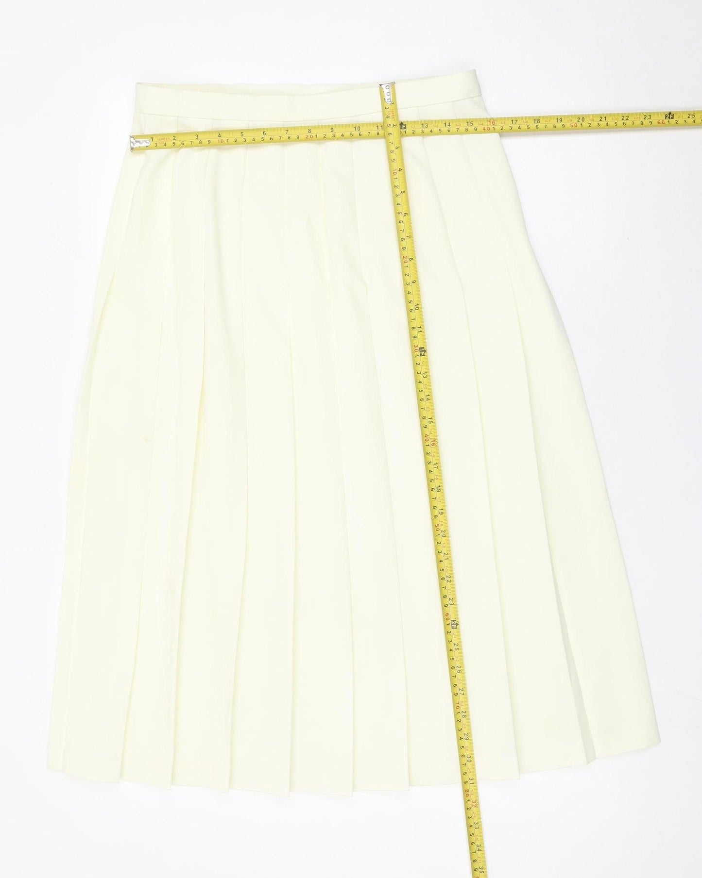 Marks and Spencer Women Ivory Pleated Knee Length Skirt Size 16