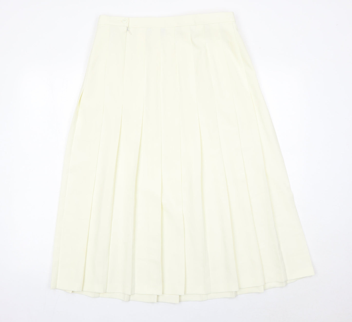 Marks and Spencer Women Ivory Pleated Knee Length Skirt Size 16