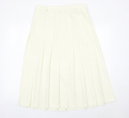 Marks and Spencer Women Ivory Pleated Knee Length Skirt Size 16