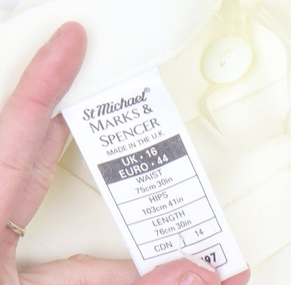 Marks and Spencer Women Ivory Pleated Knee Length Skirt Size 16