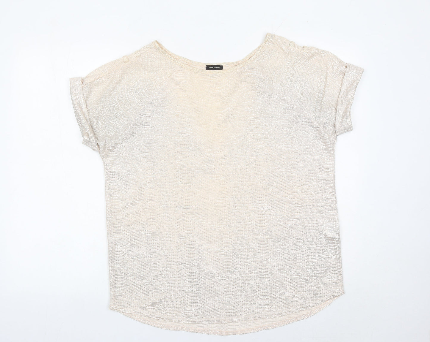 Womens UK Size 12 River Island Beige Basic T-Shirt