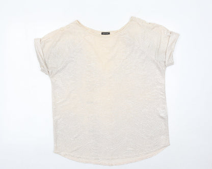 Womens UK Size 12 River Island Beige Basic T-Shirt