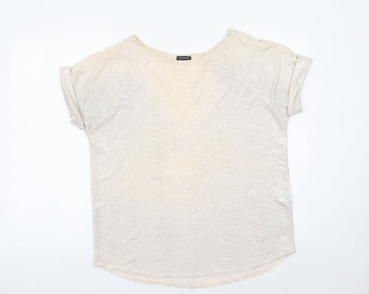 Womens UK Size 12 River Island Beige Basic T-Shirt