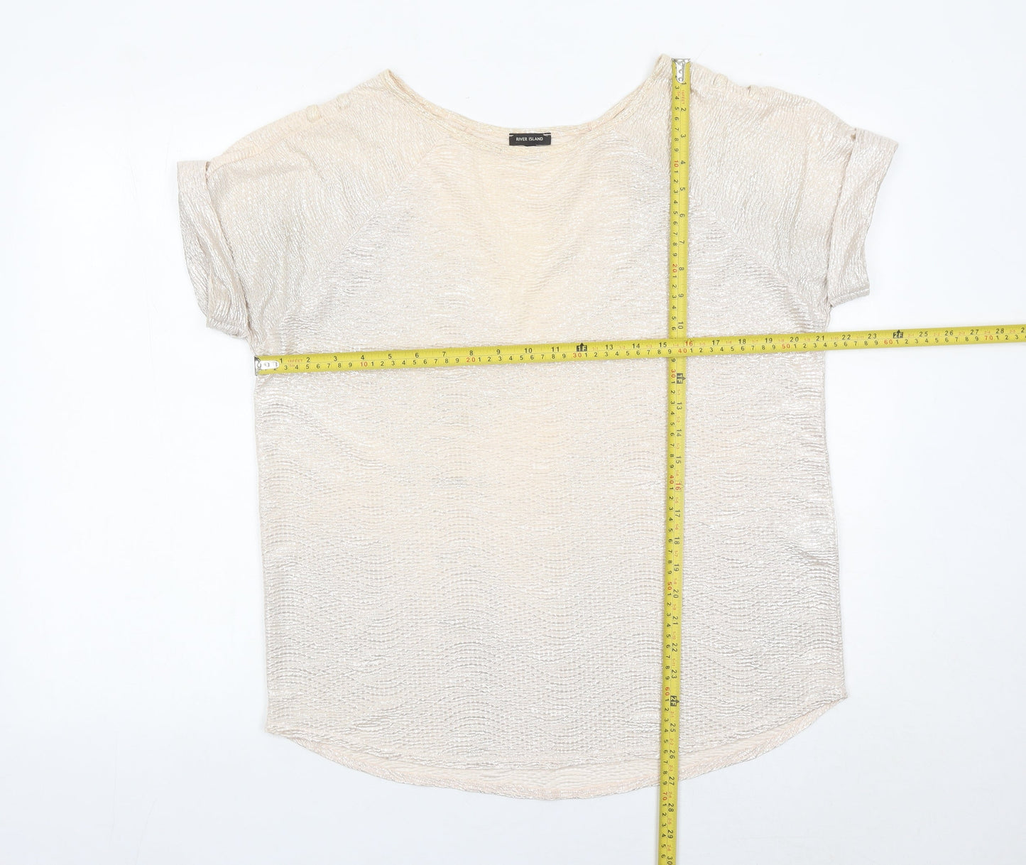 Womens UK Size 12 River Island Beige Basic T-Shirt