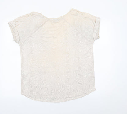 Womens UK Size 12 River Island Beige Basic T-Shirt