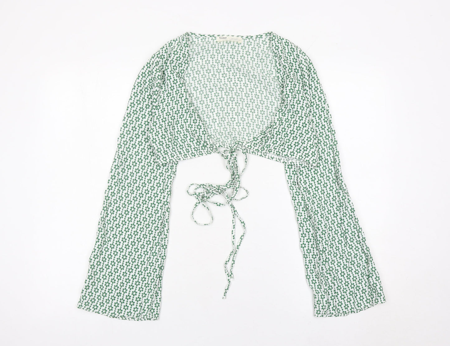 Womens UK Size XS Pull & Bear Green Cropped Blouse