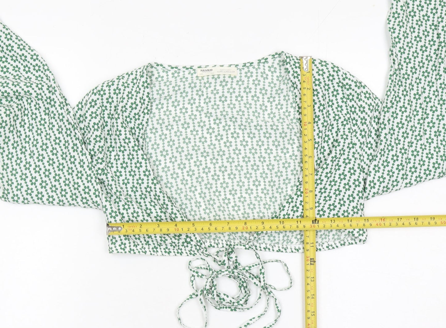 Womens UK Size XS Pull & Bear Green Cropped Blouse