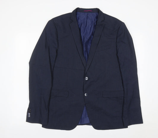Mens UK Size 44 Zara Man Regular Blue Suit Jacket
